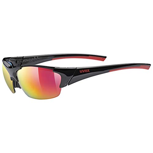 uvex blaze III - Sportbrille für Damen und Herren - inkl. Wechselscheiben - druckfreier Sitz & perfekter Halt - black red matt/red - one size im Sale