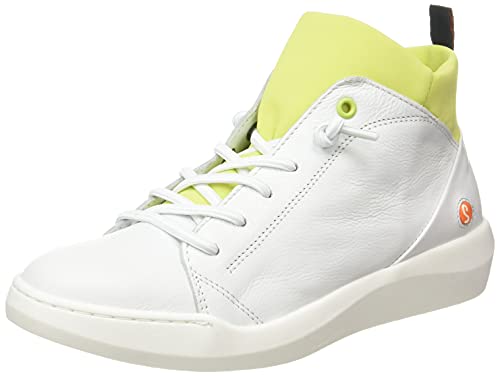 Softinos Damen BIEL549SOF Sneaker, White W/Yellow Neoprene, 40 EU