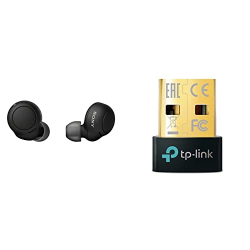 Sony WF-C500 True Wireless Kopfhörer Schwarz & TP-Link UB500 Nano USB Bluetooth 5.0 Adapter Dongle (für PC Laptop Desktop Computer, unterstützt Windows 10/8.1/8/7 Plug & Play für Windows 10/8.1/8)