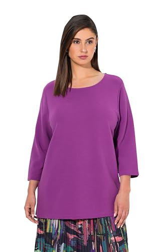 Ulla Popken Damen Sweatshirt, Querrippen, Rundhals, 3/4-arm, Brombeere, 50-52 EU im Sale