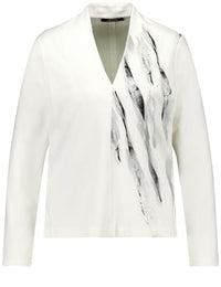 Thumbnail for Taifun Damen V-Shirt mit platziertem Print Langarm Frontprint Offwhite Gemustert 44 im Sale