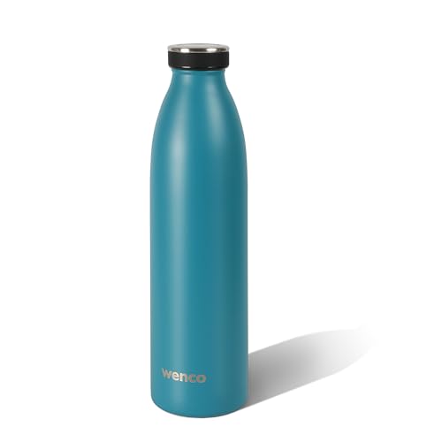 Edelstahl Trinkflasche wenco carribean blue - 750ml - Perfekt für Kinder, BPA-Frei, Auslaufsicher, Kohlensäure geeignet - Kleine Thermosflasche für Sprudel, Sport, Schule, Fitness