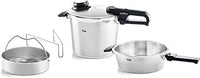 Thumbnail for Fissler Vitavit Premium / Schnellkochtopf-Set, 4-teilig (6l - Ø 22 cm & Schnellbratpfanne 2,5l - Ø 22 cm) inkl. Metall-Deckel, Einsatz - Induktion, Silber im Sale