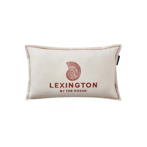 LEXINGTON Logo Embroidered Linen/Cotton 50x30 Pillow, White/Coconut, 30x50cm