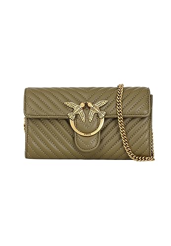 Pinko Damen Sheep Nappa Love ONE Wallet C SCHAFNAPPA, V62Q_Verde ABETE-Antique Gold im Sale