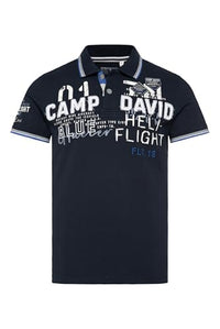 Thumbnail for Camp David Herren Pikee-Polo mit Label-Applikationen Blue Navy im Sale