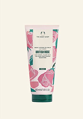 The Body Shop British Rose Lotion zu Milch, 200 ml, für normale bis trockene Haut, hautberuhigende Feuchtigkeit