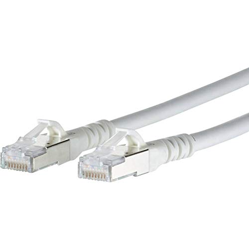 METZ Connect 1308451088-E RJ45 Netzwerkkabel, Patchkabel CAT 6a S/FTP 1.00m Weiß mit Rastnasenschut