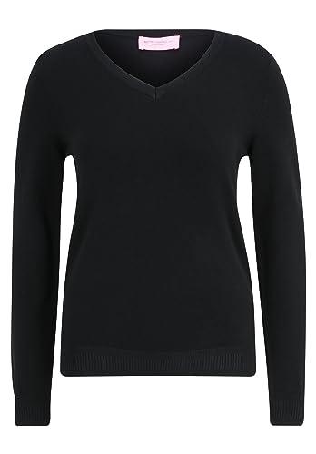 Betty Barclay Damen Basic-Strickpullover mit V-Ausschnitt Schwarz,44 im Sale