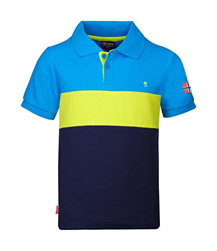 Trollkids schnelltrocknendes Kinder Polo Shirt EIKEFJORD, Hellgrün/Mystikblau, im Sale