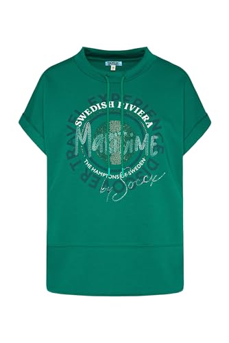 SOCCX Damen Ärmelloses Shirt mit Artwork aus Schmucksteinen Bottle Green im Sale