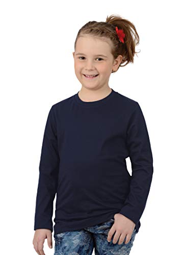 Trigema Mädchen Langarmshirt aus Baumwolle, Navy, 104