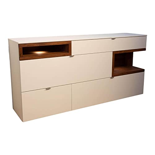 Venjakob Sideboard LS 2680 Lack Weiß Matt Offenes Fach Colorado Nussbaum Geölt im Sale