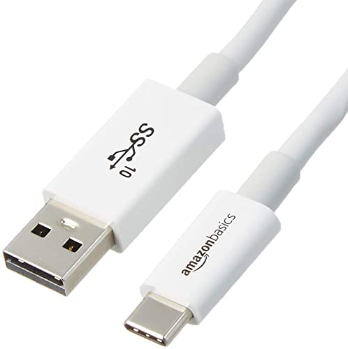 Amazon Basics Schnelllade-Adapterkabel, USB-C auf USB-A-3.1 (Gen. 2), 10 GBit/s Highspeed, USB-IF-zertifiziert, für Apple iPhone 15, iPad, Samsung Galaxy, Tablets, Laptops, 90 cm, weiß