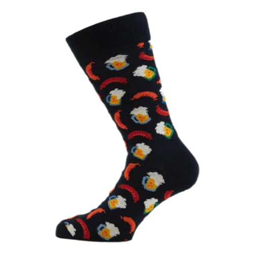 Happy Socks Unisex Beer and Sausage Socken, Navy, 36-40 im Sale