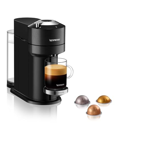 Nespresso Krups XN9108 Vertuo Next Premium Kaffeekapselmaschine | 1,1 L Wassertank | Kapselerkennung durch Barcode | 6 Tassengrößen | Power-Off Funktion | 54% aus recyceltem Kunststoff | Schwarz