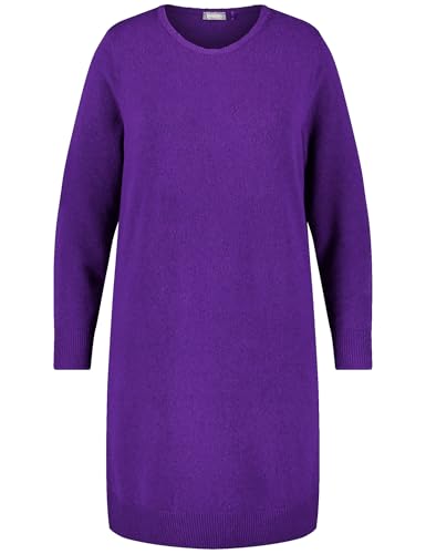 Samoon Damen Knielanges Strickkleid Langarm, Ärmelbündchen unifarben kniebedeckend Magic Purple 52 im Sale