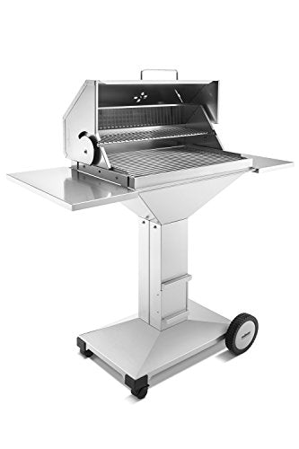 THÜROS T4 BBQ Station fahrbar Plattenfuß Edelstahl Holzkohle Gartengrill Grau im Sale