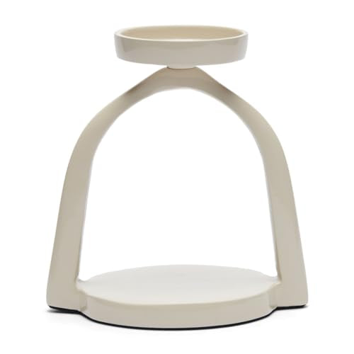 Riviera Maison Kerzenhalter, Dummy-Kerzenhalter Kerzenständer für Dekoration, Wohnaccessoires - Metropoliton Block Candle Holder - Mattes Beige - Aluminium - (LxBxH) 16.5x13x17.5 im Sale