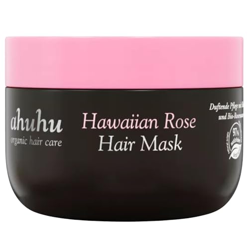 ahuhu HAWAIIAN ROSE Haarmaske (200ml) - Haarmaske mit Bio-Rosenwasser und Monoi-Öl, Pflegt das Haar und spendet Feuchtigkeit, Sorgt für Glanz und leichte Kämmbarkeit im Sale