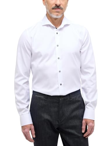 eterna Langarm Hemd Slim Fit Twill unifarben,41,weiss im Sale