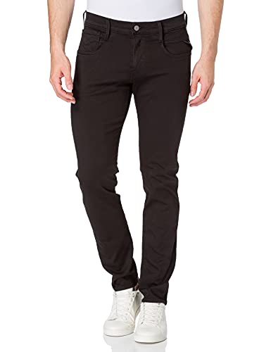 Replay Herren Jeans Anbass Slim-Fit Hyperflex Colour X-Lite mit Stretch, Black 040 (Schwarz), 32W / 32 im Sale