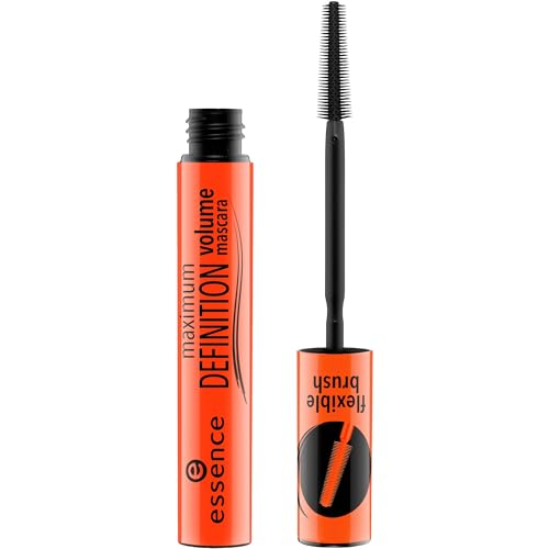 essence maximum DEFINITION mascara, Wimperntusche, mit flexiblem Pinsel, Nr. 01, schwarz, schwunggebend, definierend, verlängernd, volumengebend, vegan, ohne Parfüm, ohne Alkohol (8ml) im Sale