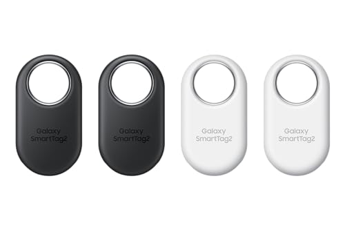 Samsung Galaxy SmartTag2 Bluetooth-Tracker, Kompassansicht, Suche in der Nähe, mit bis zu 500 Tage Laufzeit, wassergeschützt, Schwarz/Weiß (4 Stück) im Sale