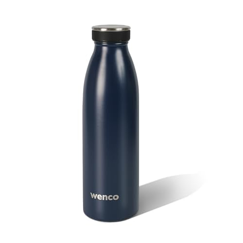 wenco Edelstahl Trinkflasche marineblau - 500ml - Perfekt für Kinder, BPA-Frei, Auslaufsicher, Kohlensäure geeignet - Kleine Thermosflasche für Sprudel, Sport, Schule, Fitness