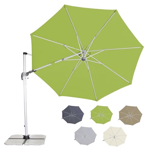 Doppler Sonnenschirm SP-AZ 330 cm Fresh Green I Pendelschirm knickbar + drehbar + neigbar I Gartenschirm mit UV-Schutz 50+ I Kurbelschirm aus Aluminium I regenabweisendes Polyester-Schirmdach