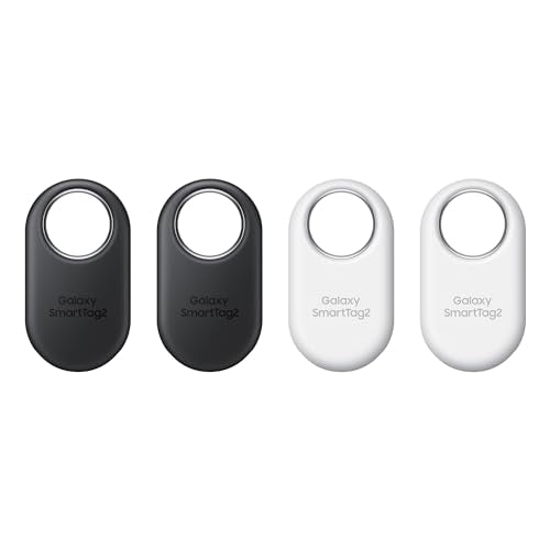 Samsung Galaxy SmartTag2 Bluetooth-Tracker, Kompassansicht, Suche in der Nähe, mit bis zu 500 Tage Laufzeit, wassergeschützt, Schwarz/Weiß (4 Stück) im Sale