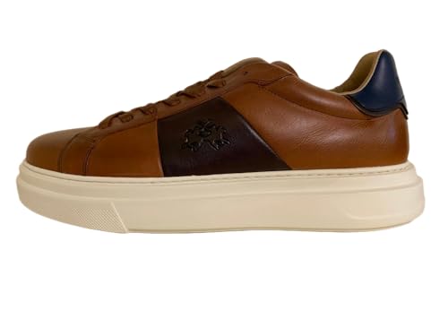 La Martina - Herren-Sneaker aus braunem Leder, weiße Sohle, Leder, EU im Sale