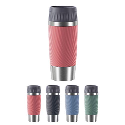 Emsa Travel Mug Easy Twist Edelstahl-Isolierbecher, 360 ml, Spülmaschinenfest, Einfaches Öffnen & Schließen, 4h heiß + 8h kalt, Koralle, N2011600