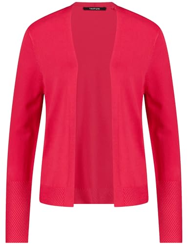 Taifun Damen Feine Strickjacke mit Struktur-Details Langarm unifarben Cherry Red 44 im Sale