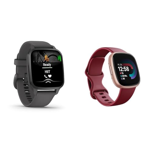 Garmin Venu Sq 2 - GPS-Fitness-Smartwatch mit 1 & Fitbit Versa 4 by Google – Smartwatch Damen/Herren – Fitness-Tracker mit integriertem GPS und Telefonfunktion