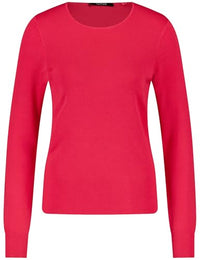 Thumbnail for Taifun Damen Basic Pullover Langarm, Ärmelbündchen unifarben Cherry Red 42 im Sale