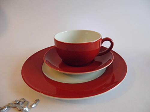 Dibbern Solid Color - Kaffeetasse 0,25 l m.U. + Teller flach 21 cm - paprika - NEU