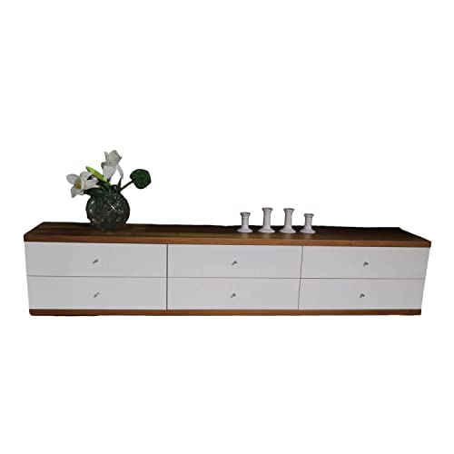 Hülsta Sideboard Now Time Korpus Nussbaum Front Hochglanz Polarweiss