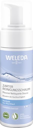 WELEDA Bio Zarter Reinigungsschaum, Naturkosmetik Gesichtsreinigung zur porentiefen Reinigung für normale und Mischhaut, Pflegeschaum gegen unreine Haut im Gesicht (1 x 150 ml) im Sale