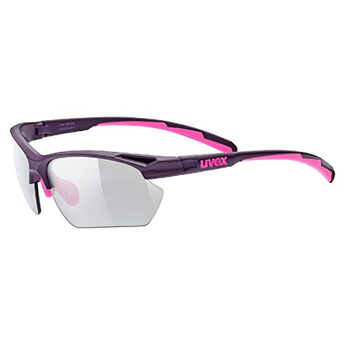 uvex sportstyle 802 V small - Sportbrille für Damen und Herren - selbsttönend - beschlagfrei - purple pink/smoke - one size