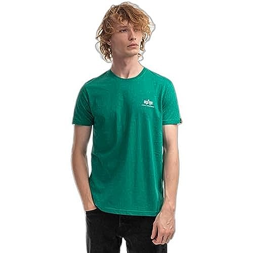 Alpha Industries Herren Basic T Small Logo T-Shirt, Jungle Green, Medium im Sale