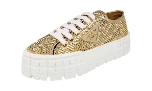 Prada Damen Gold Leder Sneaker 1E019N 36.5 EU im Sale