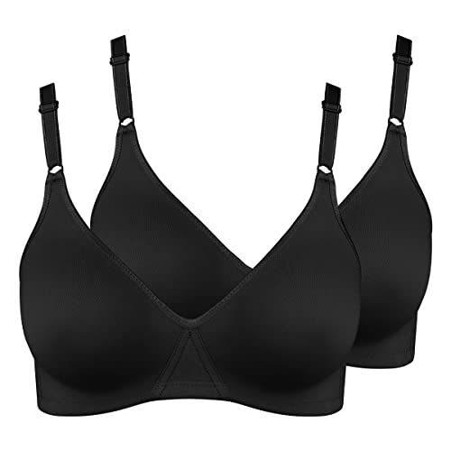 Nur Die 2er Pack Baumwoll BH bügelloser doppellagiger Softcup-BH Bra weich bequem unsichtbar nahtlos unter der Kleidung Damen im Sale