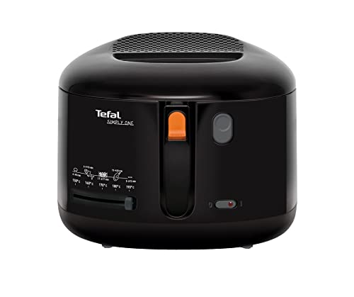 Tefal FF1608 Simply One Elektrische Fritteuse | XL Fassungsvermögen für bis zu 1,2 kg Pommes | exklusives Kühlwandsystem | spülmaschinenfeste Teile | Sichtfenster | einstellbares Thermostat | Schwarz