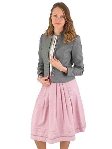 Hammerschmid Trachtenjacke Gmund grau, eleganter Trachtenjanker für Damen, festlicher Trachtenblazer zum Dirndl oder Trachtenrock, Lodenjacke mit Knöpfen, Stehkragen, Schößchen 38 im Sale