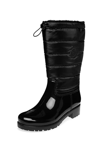 SOCCX Damen Gefütteter Gummistiefel mit Steppschaft Black 38 im Sale