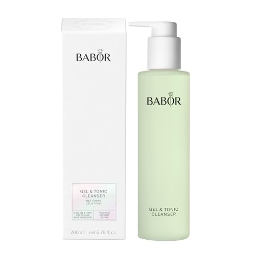 BABOR Gel & Tonic Cleanser für ölige und unreine Haut, Anti-Bakterielles Reinigungsgel und Gesichtswasser in einem, Vegane Formel, Gel & Tonic 2 in 1 , 1 x 200 ml im Sale