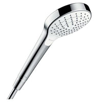 Thumbnail for hansgrohe Croma Select - Duschkopf, Handbrause mit 3 Strahlarten, runde Duschbrause (110 mm), Brausekopf mit Antikalk-Funktion, Weiß/Chrom, 26802400 im Sale