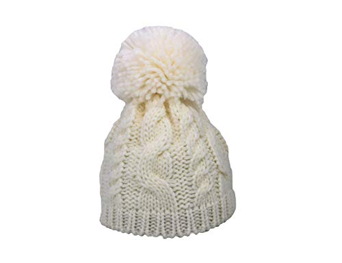 2Pc Set Cable Knit Hat W/Single Pom & Mittens for Girl's Beanie Pom Hat im Sale