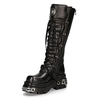 Thumbnail for New Rock 272-S1 Gothic Emo Kniehohe Stiefel Aus Schwarzem Leder Mit Spitze und Schnallenverschluss 40 im Sale